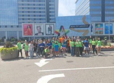 Large group of children posing for a photo at the mall of america